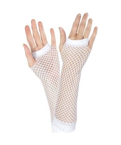 Uzun File Örgü Eldiven Beyaz Renk