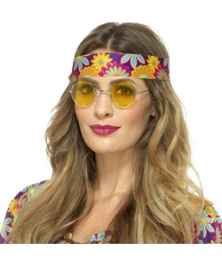 Yuvarlak Cam John Lennon Tarzı Gold Çerçeveli Sarı Gözlük