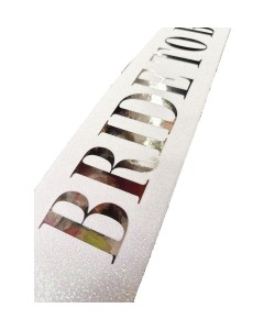 Beyaz Gümüş Bride To Be Simli Kuşak Kemer 10 cm