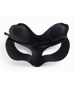 Siyah Süet Kırmızı Sarı Simli Kedi Maskesi