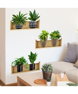 Raflı Bitki Tasarımlı Yapışkanlı Sticker 20*30 cm 3lü Set