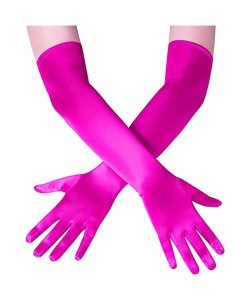 Uzun Boy Ekstra Parlak Saten Eldiven Fuşya Renk