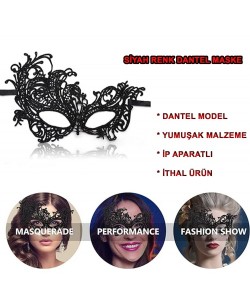 Siyah Dantel İşlemeli Parti Maskesi