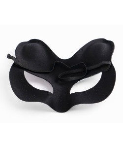 Siyah Süet Mavi Kırmızı Simli Kedi Maskesi