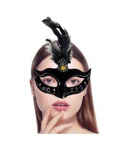 Siyah Tüylü Süet Parti Maskesi