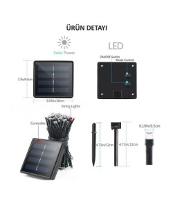 Solar 100 Ledli 12 Metre Bahçe Aydınlatma