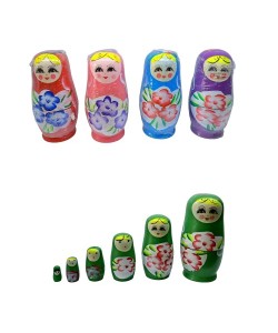 Rusya'dan Geleneksel Dekoratif Ahşap Matruşka Seti 6 Adet