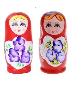 Rusya'dan Geleneksel Dekoratif Ahşap Matruşka Seti 5 Adet