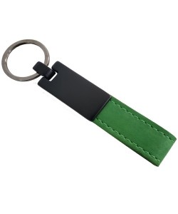 Yeşil Deri Metal Anahtarlık