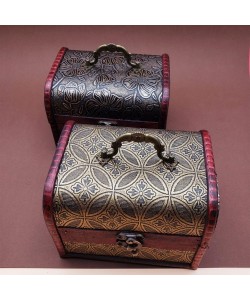 3'lü Ahşap Deri Sandık Kutusu