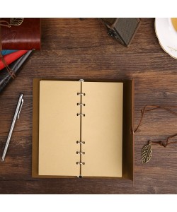 Yaprak Desenli Çizgisiz Deri Defter