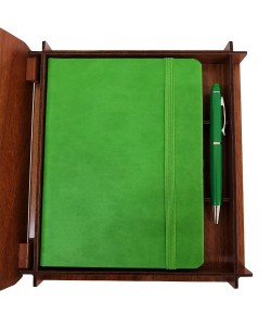 Dekoratif Yeşil Deri Kaplama Defter Ahşap Kutulu Hediyelik Vip Set Dekoratif Yeşil Deri Kaplama Defter Ahşap Kutulu Hediyelik Vip Set