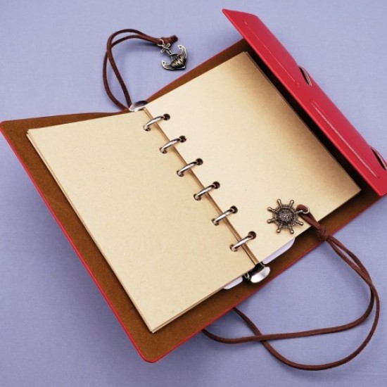 Küçük Boy Pusula Baskılı Deri Defter Küçük Boy Pusula Baskılı Deri Defter