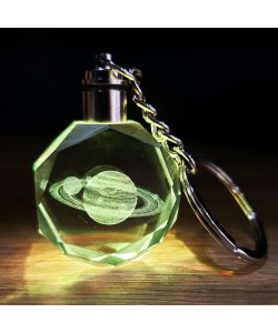 Satürn Gezegen Tasarım Işıklı Anahtarlık