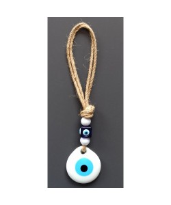 Beyaz Nazar Boncuklu El Yapımı Duvar Süsü