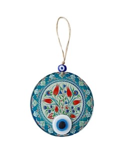 Nazar Boncuklu Lale Desenli Füzyon Cam Duvar Süsü Nazar Boncuklu Lale Desenli Füzyon Cam Duvar Süsü