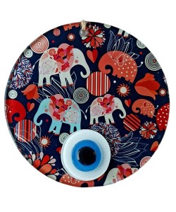 Nazar Boncuklu Fil Desenli Duvar Süsü Füzyon Cam Filli Duvar Dekoru Nazar Boncuklu Fil Desenli Duvar Süsü Füzyon Cam Filli Duvar Dekoru