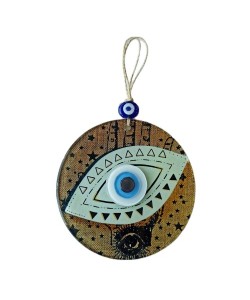 Nazar Boncuklu Göz Desenli Füzyon Cam Duvar Süsü Nazar Boncuklu Göz Desenli Füzyon Cam Duvar Süsü