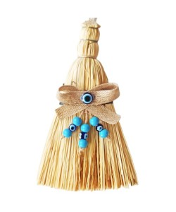 Otantik Ahşap Boncuklu Mini Süpürge Nazar Boncuklu Duvar Süsü
