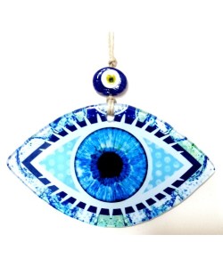 Mavi Göz Modelli Füzyon Cam Duvar Dekorasyonu Mavi Göz Modelli Füzyon Cam Duvar Dekorasyonu