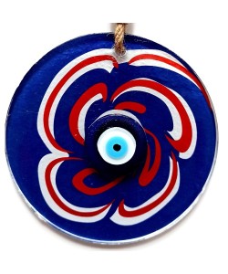 Nazar Boncuklu Lacivert Şeker Modelli Cam Duvar Süsü Nazar Boncuklu Lacivert Şeker Modelli Cam Duvar Süsü