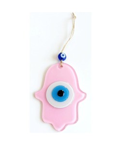 Nazar Boncuklu Pembe Renk Fatma Ana Bereket Eli Cam Duvar Süsü Nazar Boncuklu Pembe Renk Fatma Ana Bereket Eli Cam Duvar Süsü