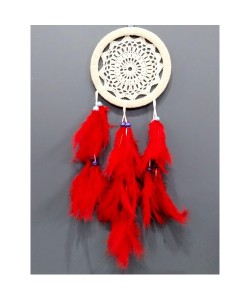 Kırmızı Kuş Tüylü Dream Catcher El Yapımı Düş Kapanı Duvar Süsü Kırmızı Kuş Tüylü Dream Catcher El Yapımı Düş Kapanı Duvar Süsü