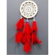 Kırmızı Kuş Tüylü Dream Catcher El Yapımı Düş Kapanı Duvar Süsü
