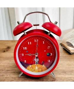 Astronot Tasarımlı Metal Kırmızı Masa Üstü Alarmlı Çalar Saat