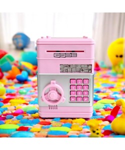 Şifreli Otomatik Kağıt Para Alan Atm Pembe Kumbara Şifreli Otomatik Kağıt Para Alan Atm Pembe Kumbara