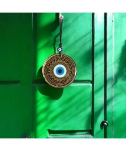 Altın Varaklı Nazar boncuklu Füzyon cam El İşçiliği 12 Cm Duvar Süsü Nazarlık Hediyelik Eşya