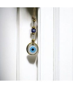 Yaldızlı Şeffaf Nazar Boncuklu Cam Duvar Süsü