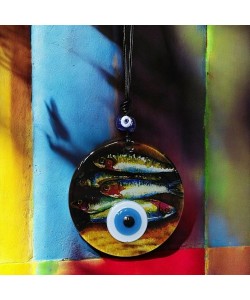 Balık Desenli 12 Cm Füzyon Cam Duvar Süsü