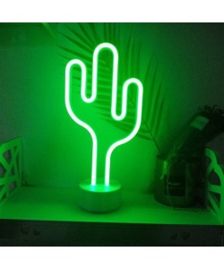 Neon Işıklı Kaktüs Masa Gece Lambası USB+Pil Neon Işıklı Kaktüs Masa Gece Lambası USB+Pil