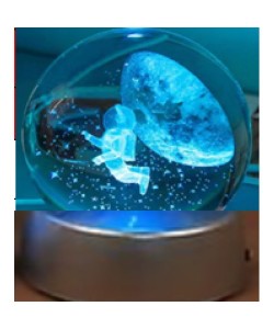 UÇAN ASTRONOT Plastik altlıklı Işıklı Cam Küre