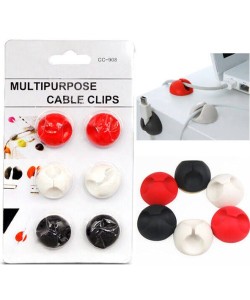 Yapışkanlı Kablo Sabitleyici Düzenleyici 6'lı Paket (2 Beyaz-2 Kırmızı-2 Siyah)