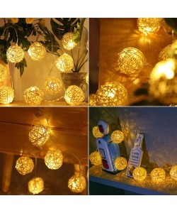 2m 10 Led Pilli 2 Kademeli Rattan Top Gün ışığı