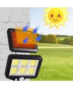 120 Cob Led Solar Panelli 3 Modlu Duvar Lambası