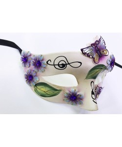 Yaprak Modelli Kelebek İşlemeli Yılbaşı Parti Maskesi Mor Renk