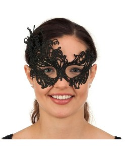Siyah Renk Dantel Kesim Dantel İşlemeli Balo Parti Maskesi 1 No