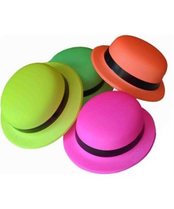 Neon Partisi Pembe Renk Melon Plastik Parti Şapkası Neon Partisi Pembe Renk Melon Plastik Parti Şapkası