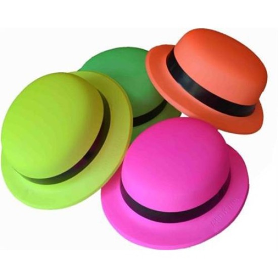 Neon Partisi Pembe Renk Melon Plastik Parti Şapkası Neon Partisi Pembe Renk Melon Plastik Parti Şapkası