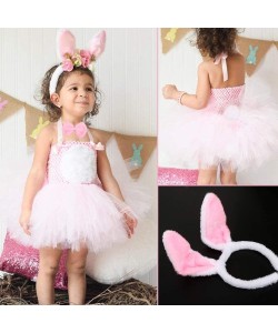 Tavşan Kostüm Seti Taç Papyon Kuyruk Pembe Renk