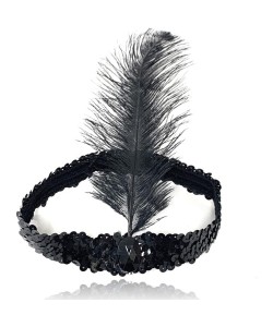 Siyah Renk Çarliston Başlık 90 lı Yıllar 80 li Yıllar Tüylü Saç Bandı