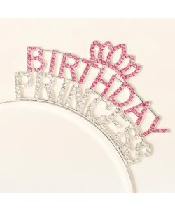 Kristal Taşlı Pembe Birthday Princess Yazılı Parti Tacı 19x11 cm Kristal Taşlı Pembe Birthday Princess Yazılı Parti Tacı 19x11 cm