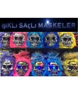 Cadılar Bayramı Işıklı Halloween Kuru Kafa Maskesi 1 Adet karışık Renk Cadılar Bayramı Işıklı Halloween Kuru Kafa Maskesi 1 Adet karışık Renk