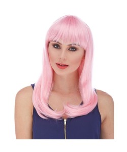 Soft Pembe Renk Uzun Düz Parti Peruğu Soft Pembe Renk Uzun Düz Parti Peruğu