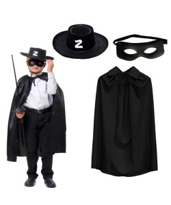 Zorro Pelerini Şapkası ve Maske Seti Çocuk Boy Zorro Pelerini Şapkası ve Maske Seti Çocuk Boy