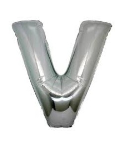 V Harf Folyo Balon Gümüş Renk 40 inç
