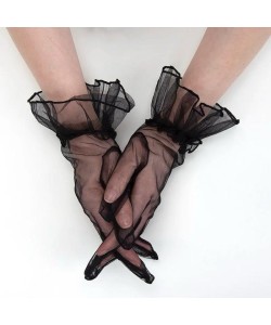 Kısa Boy Likralı Güpürlü Yetişkin Tül Eldiven Siyah Renk Kısa Boy Likralı Güpürlü Yetişkin Tül Eldiven Siyah Renk